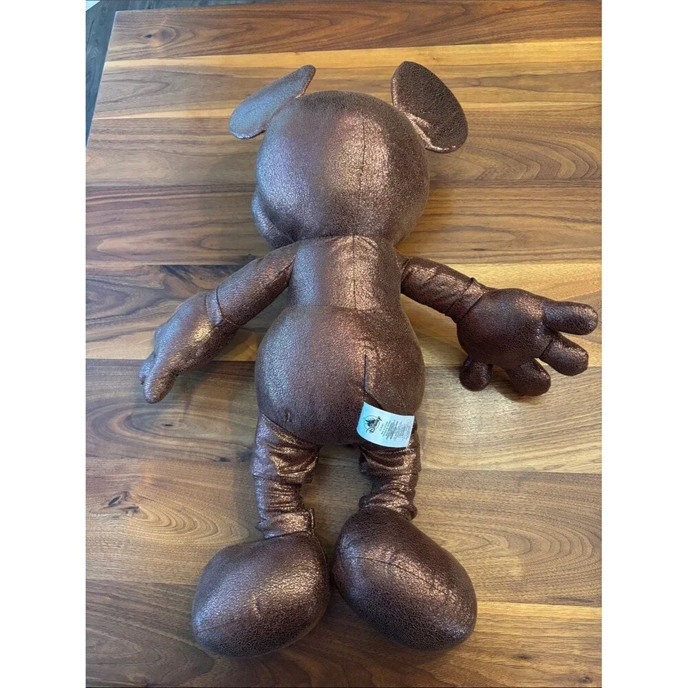 Disney Mickey Mouse Bronze Rose Gold Stuffed Animal Figure Stuffey 26”